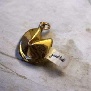 Gold Fortune Cookie Pendant